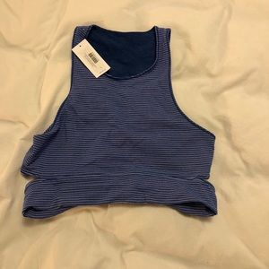 Outdoor Voices striped slashback crop top